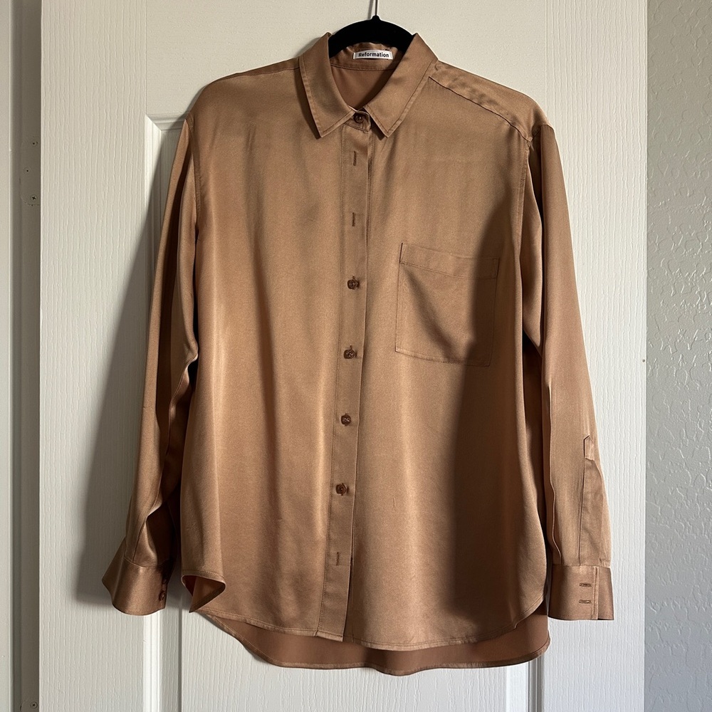 Reformation Silk Button Down